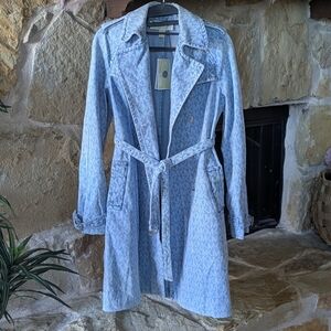 NEW Michael Kors Denim Trench Coat With Signature Design